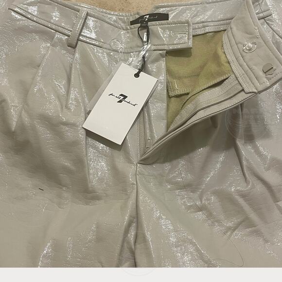 7 For All Mankind Faux Patent Leather Pants | S, Ivory, Wide Leg, NWT, MSRP $258 - Picture 2 of 7